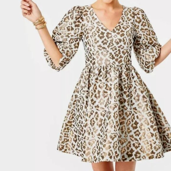 Lilly Pulitzer Dresses & Skirts - Lilly Pulitzer Gold Metallic Leopard Dress